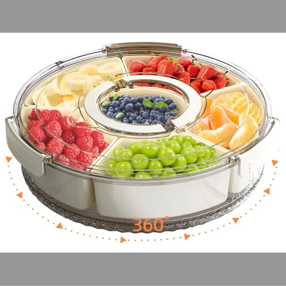 Rotating Clear and White Snack Tray NWT
